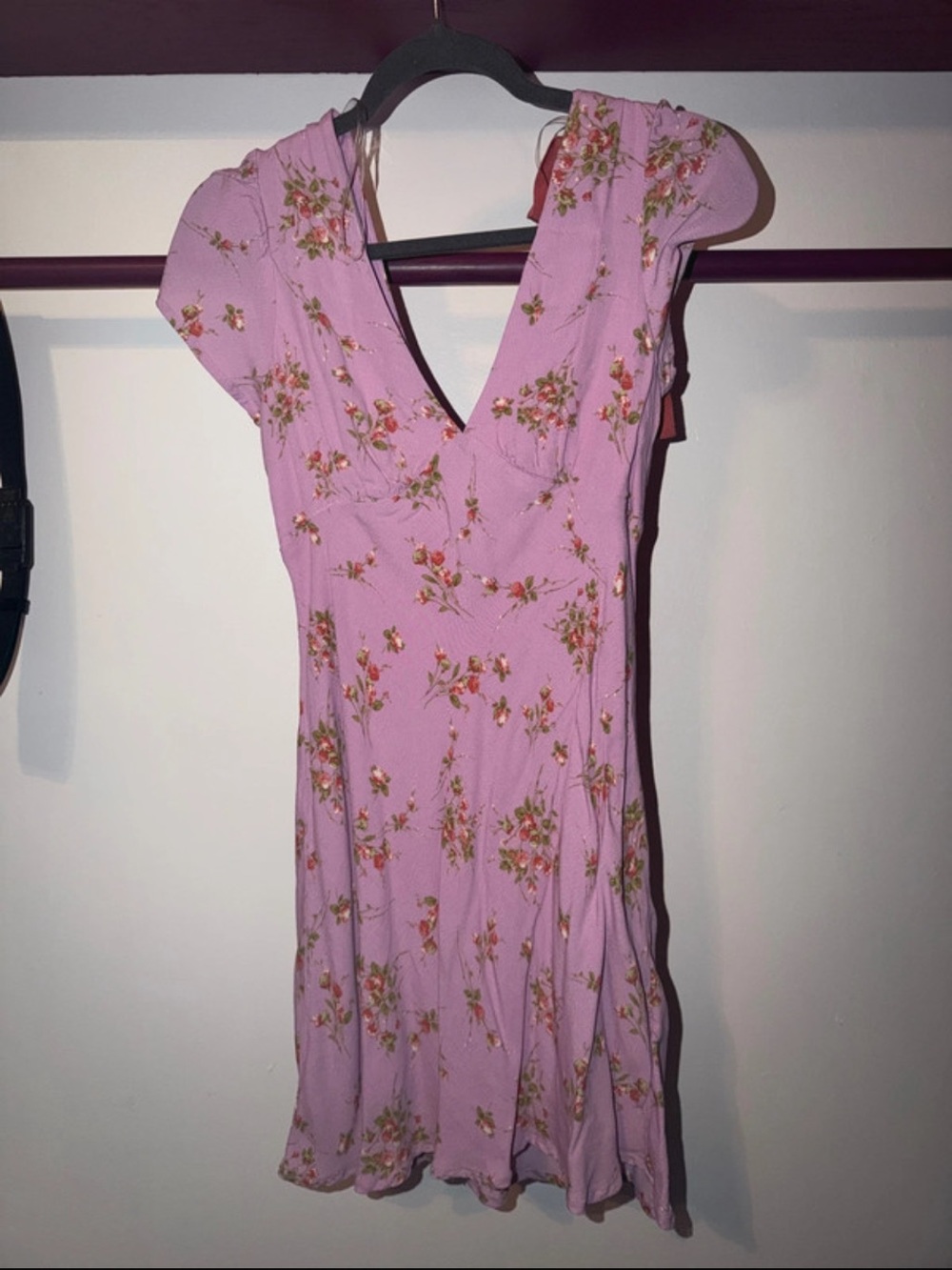 wild fable Lilac Floral V-Neck Mini Dress